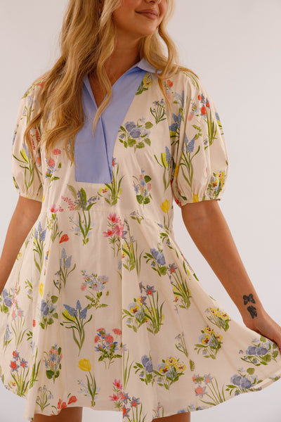 Jacquard Floral Design Dress- Women's Cotton Dress- Entro Flower Dress