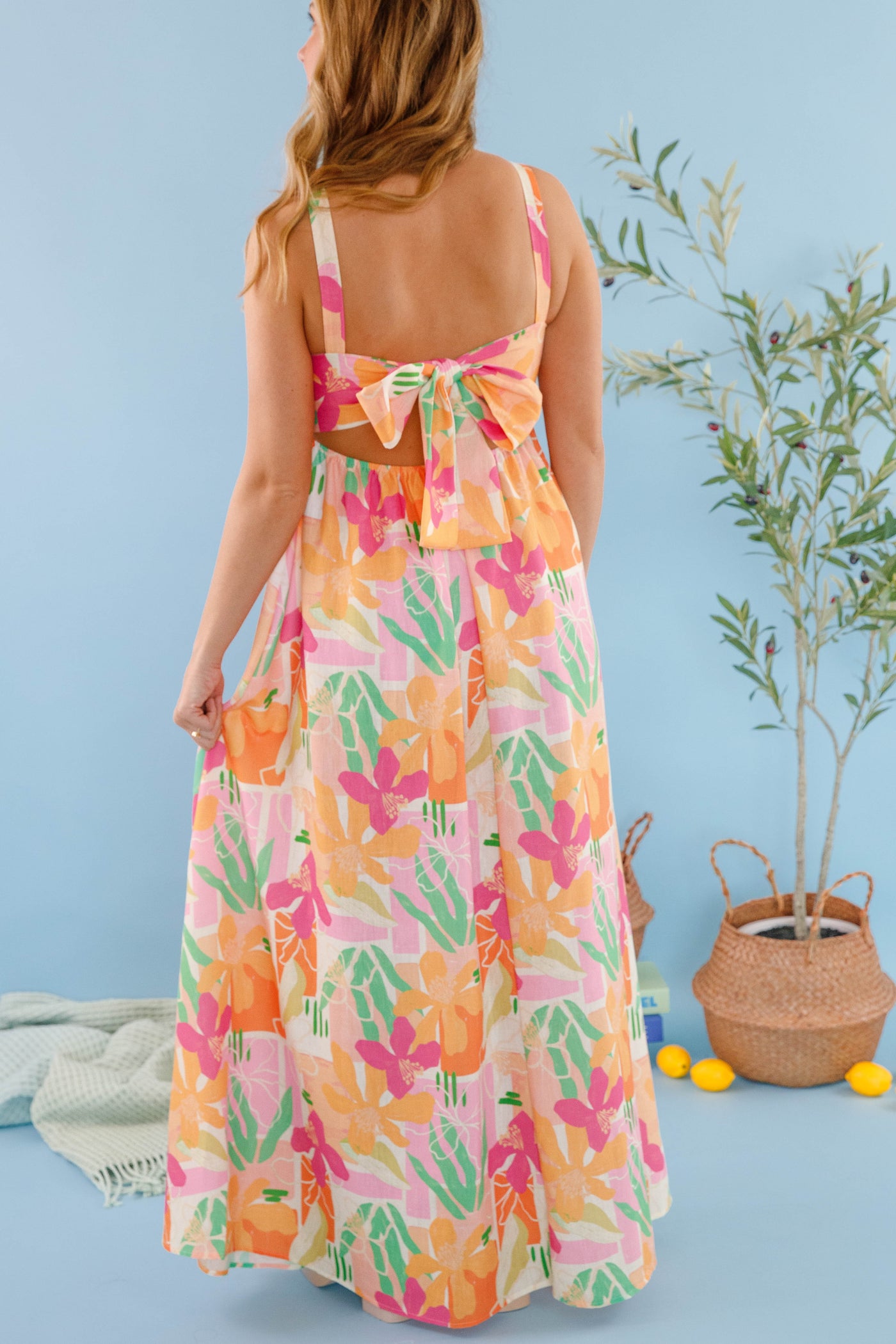 Colorful Tropical Print Maxi Dress- Women's Summer Maxi Dress- Open Back Maxi Dress Large Colorful Tropical Print Maxi Dress- Women's Summer Maxi Dress- Open Back Maxi Dress Large