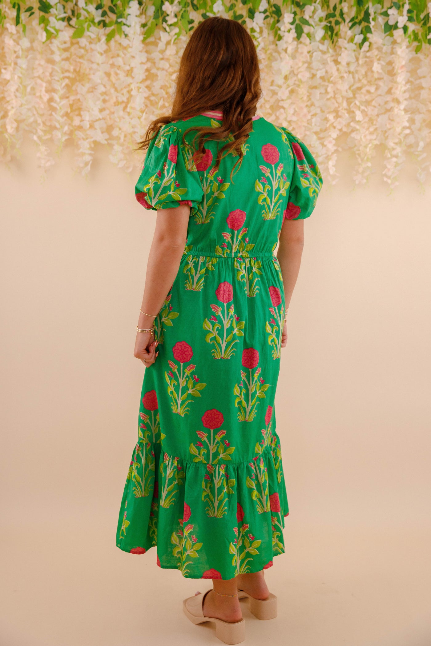 Women's Green Printed Dress- THML Midi Dress- Women's Anthro Midi Dress Extra Small Women's Green Printed Dress- THML Midi Dress- Women's Anthro Midi Dress Extra Small
