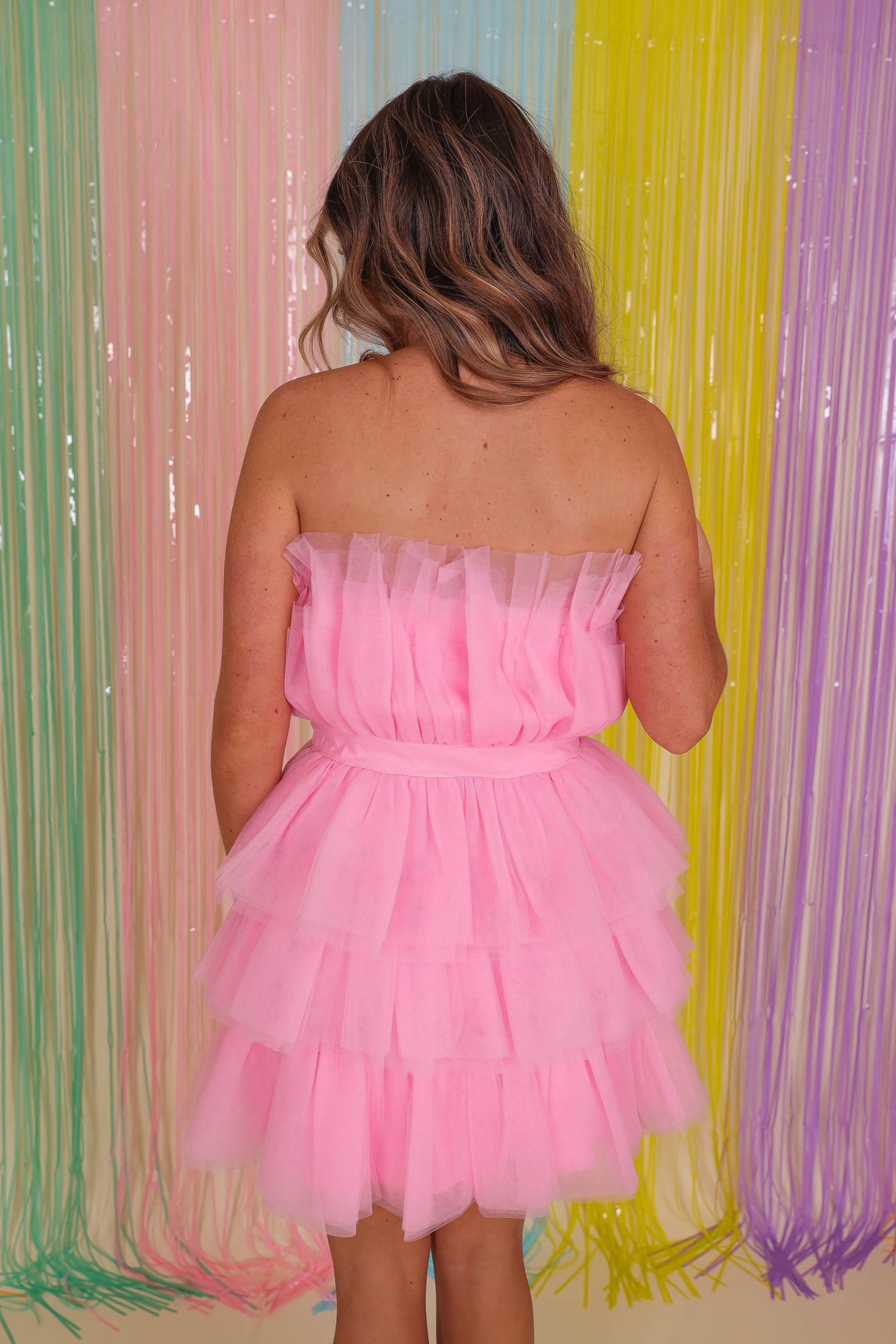 Blush Pink Tulle Dress- Women's Layered Pink Tulle Dress- Entro Dresses