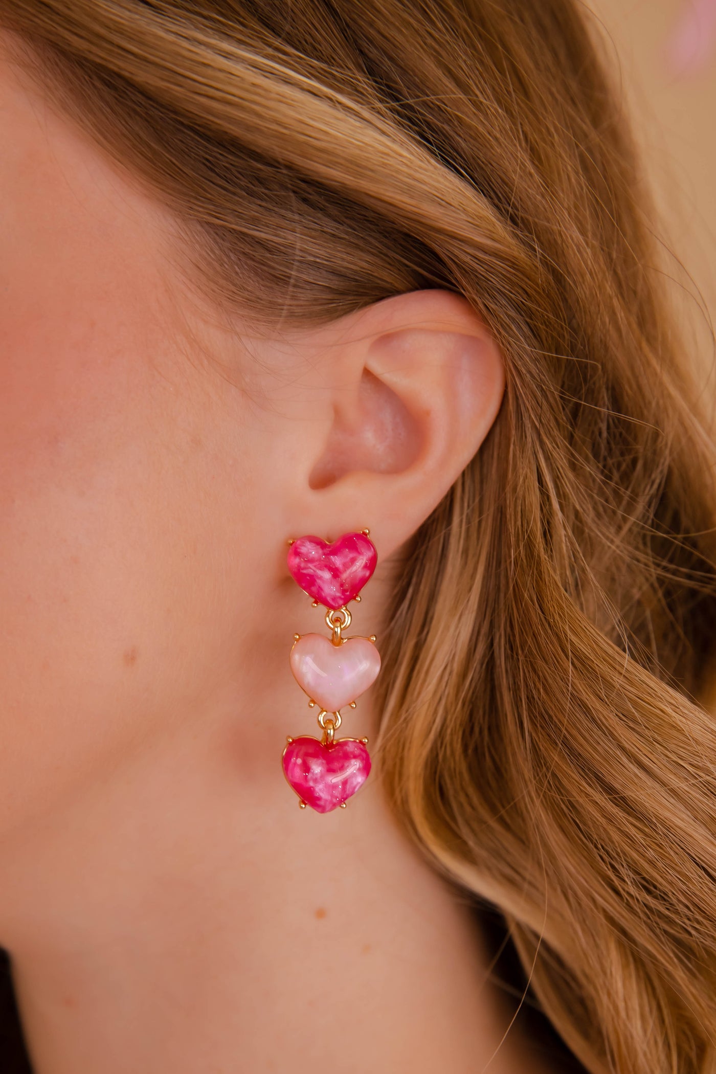 Glitter Heart Earrings- Tiered Heart Earrings