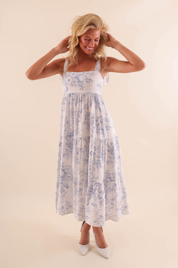 RESTOCK: Waiting At the Cottage Midi Dress-Blue