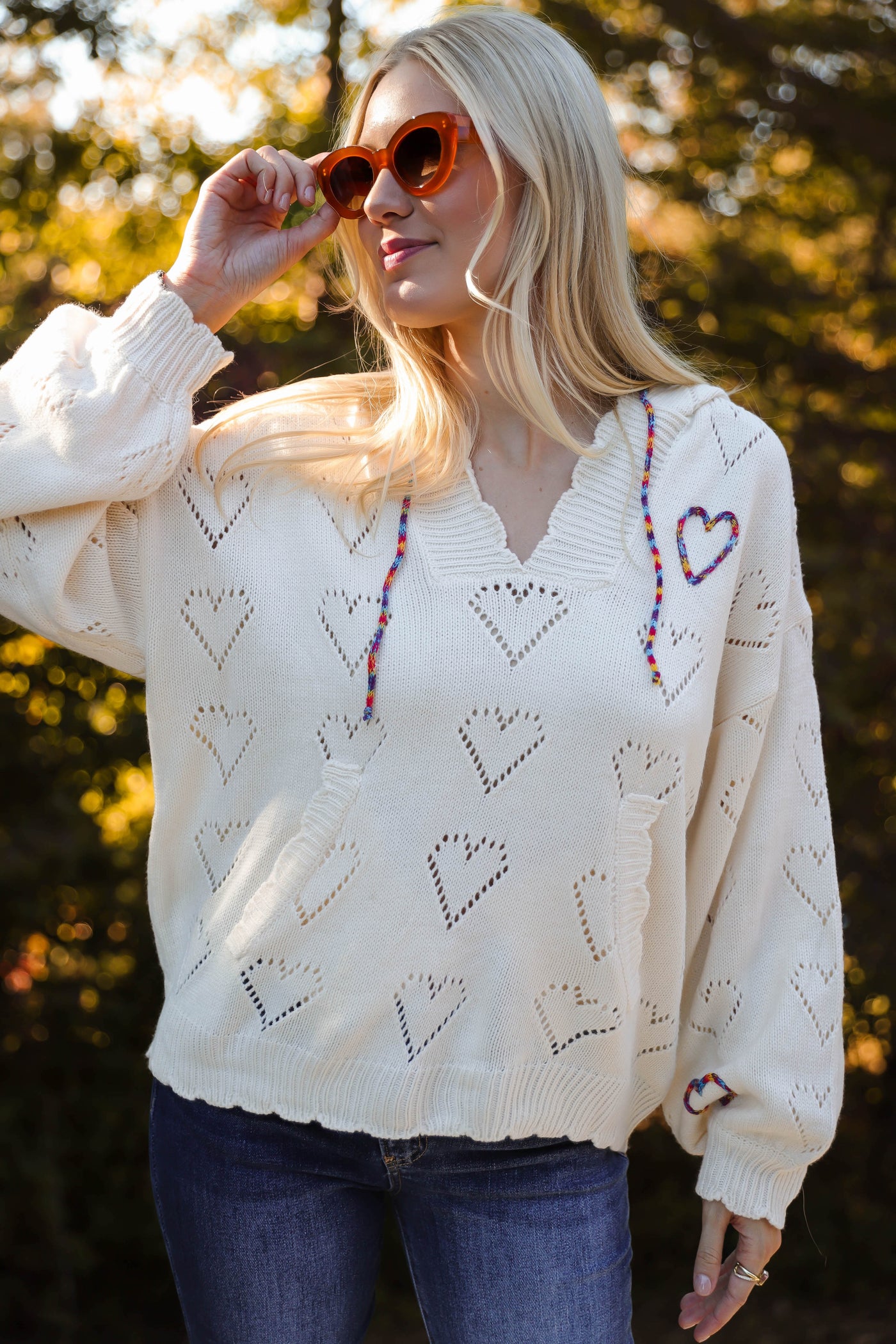 Women's Heart Sweater- Women's Hoodie With Hearts- &Merci Heart Hoodie