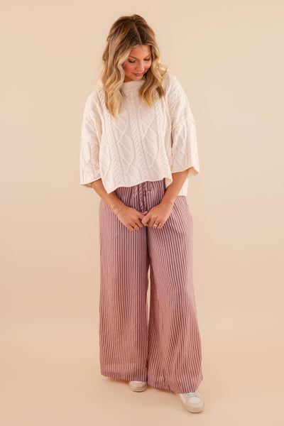 Light Weight Striped Pants- Comfortable Travel Pants- Work Appropriate Pants- Promesa Striped Pants