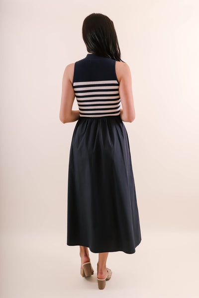 Sleeveless Navy Stripe Sweater Dress- Navy and White Stripe Dress- Women's Preppy Dresses