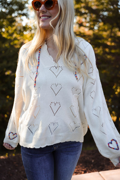 Women's Heart Sweater- Women's Hoodie With Hearts- &Merci Heart Hoodie