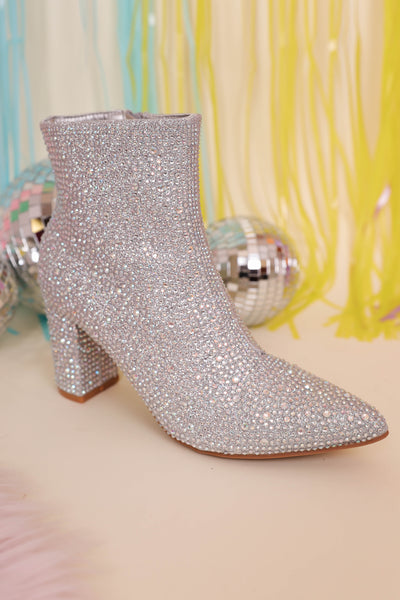 Silver Rhinestone Boots- Silver Rhinestone Booties- Silver Concert Boots- Iceberg 12 Boots
