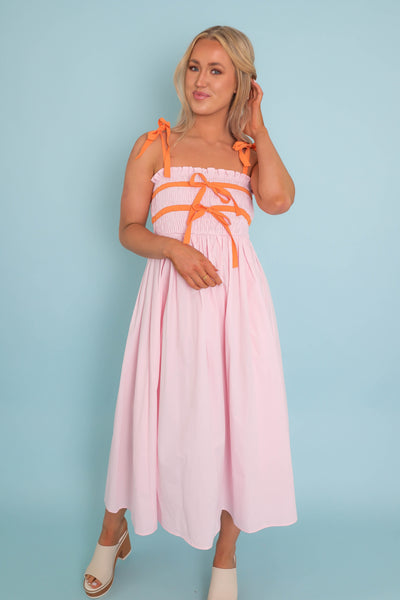 Pink Bow Maxi Dress- Women's Pink Bow Dress- Umgee Pink Dress