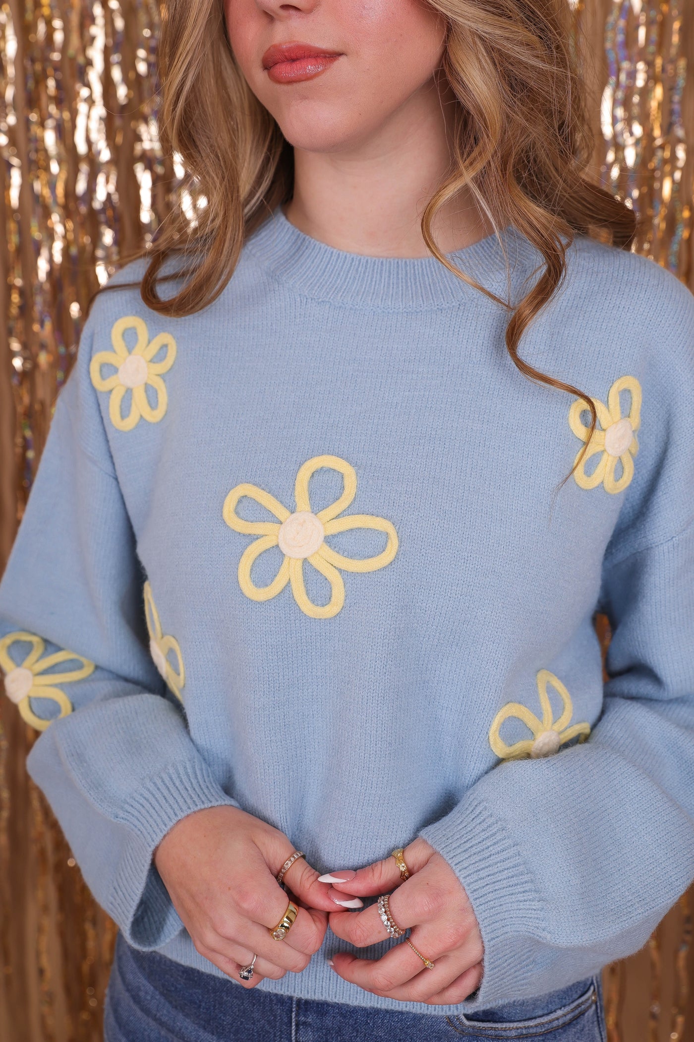 Women's Embroidered Flower Sweater- 3D Flower Sweater