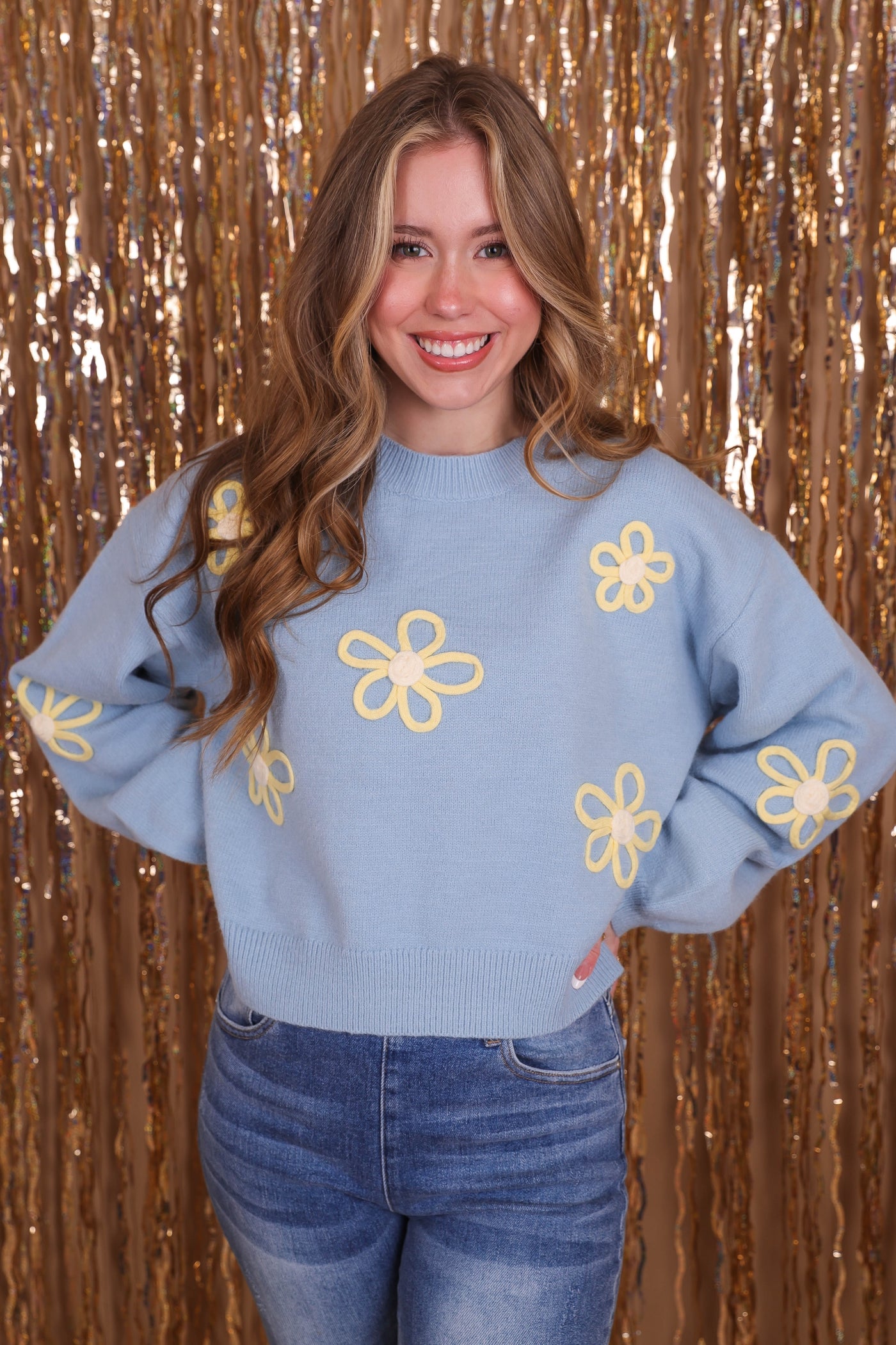 Women's Embroidered Flower Sweater- 3D Flower Sweater