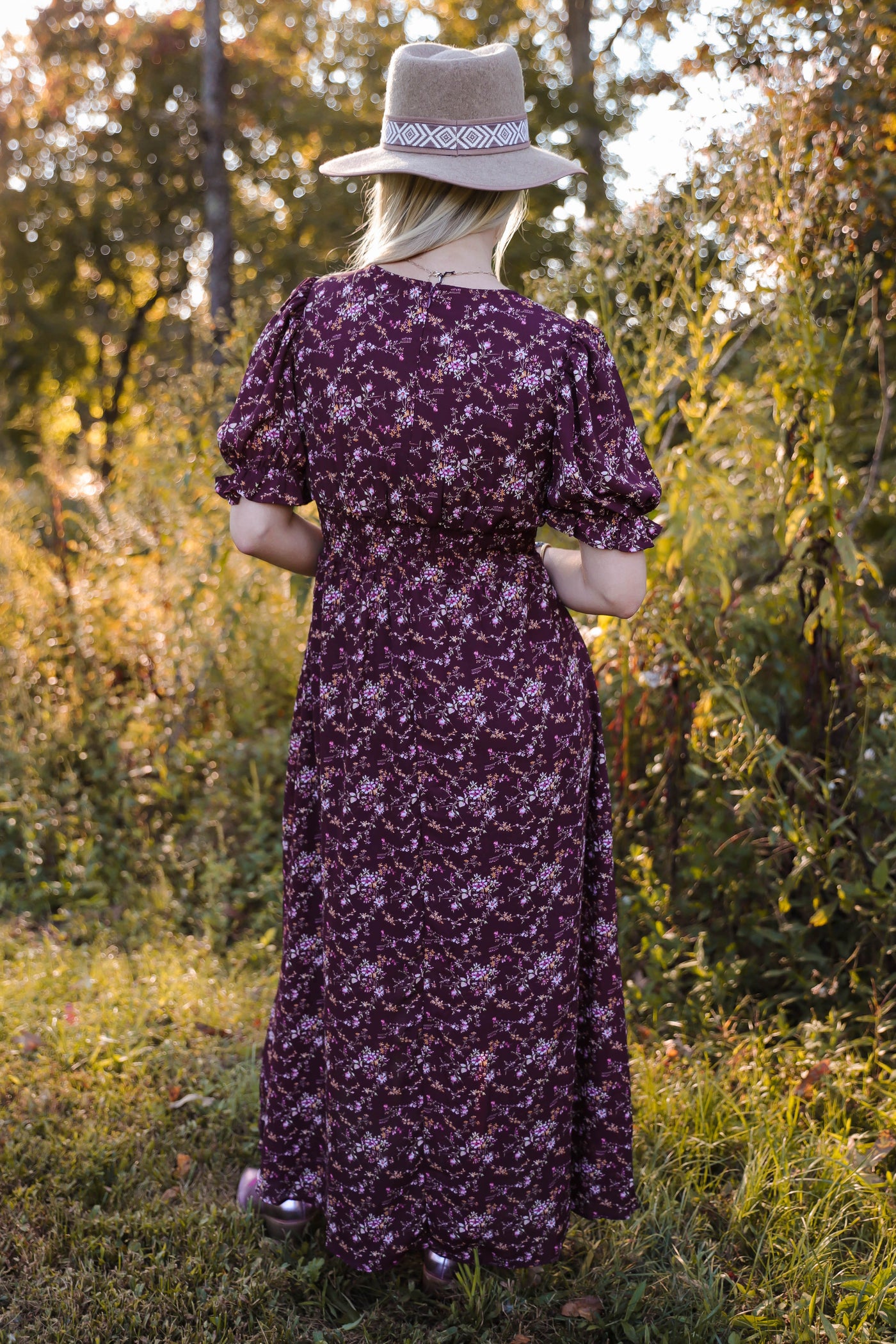 Women's Floral Print Maxi Dress- Women's Fall Maxi- Beautiful Maxi Dresses For Fall