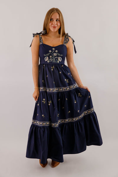 A Feeling of Gratitude Maxi Dress-Navy