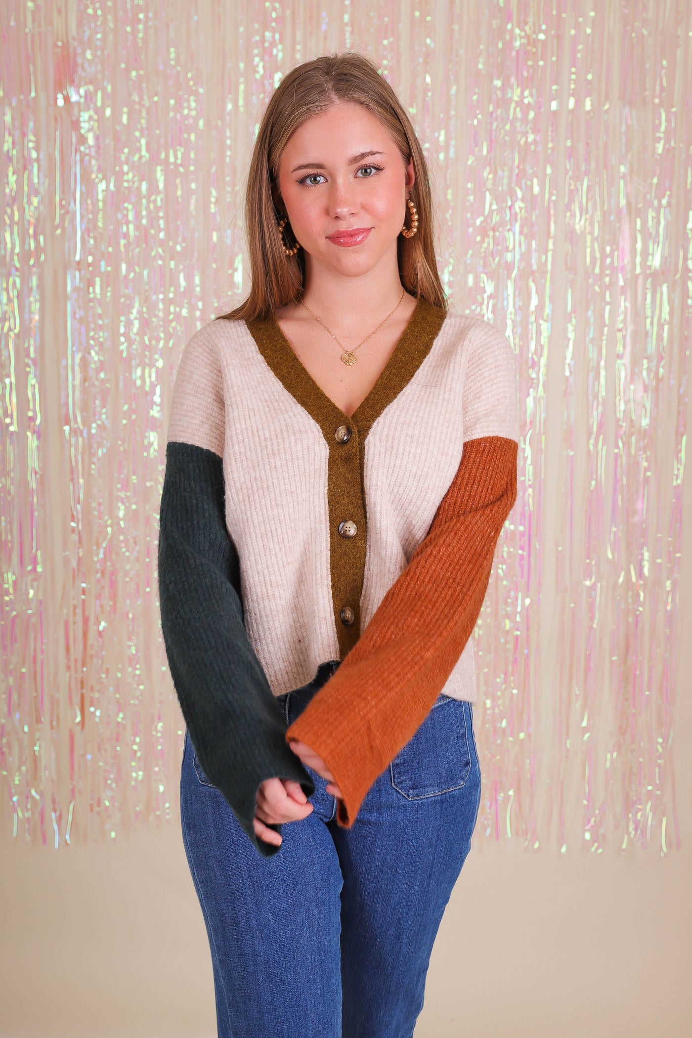 Women's Colorblock Cardigan- Women's Ribbed Crop Cardigan- Women's Winter Sweaters