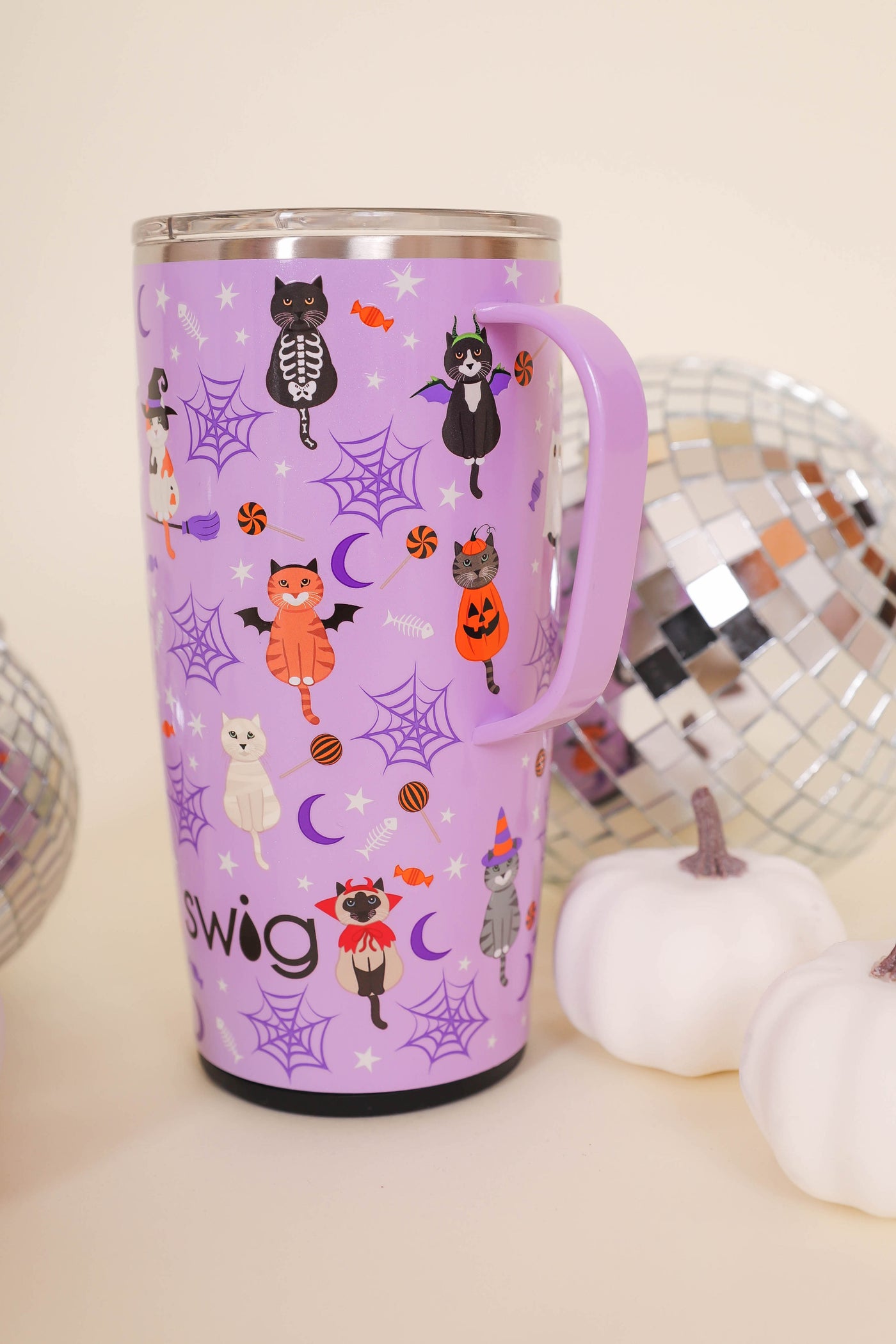 SWIG Scaredy Cat Travel Mug- Cute Cat Travel Mug- Halloween Travel Mug –  Juliana's Boutique