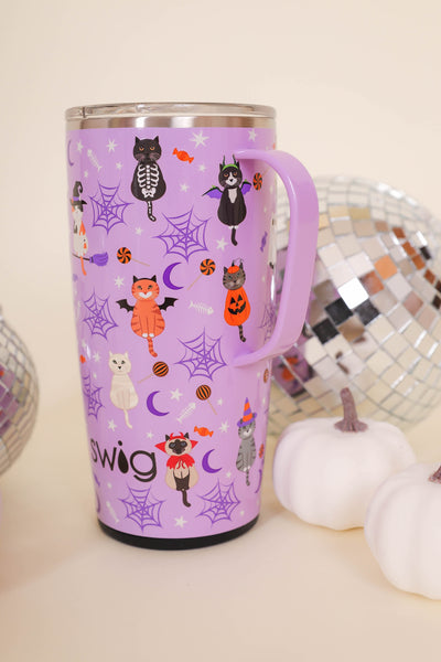 SWIG Scaredy Cat Travel Mug- Cute Cat Travel Mug- Halloween Travel Mug