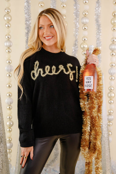 Women's Tinsel Christmas Sweater- Women's Cheers Sweater- Sparkle Queen Christmas Sweaters