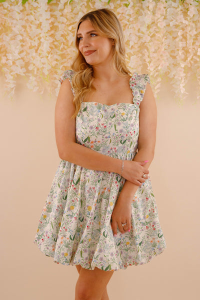 Women's Bubble Mini Dress- Cottage-Core Dresses- Aureum Mini Dress
