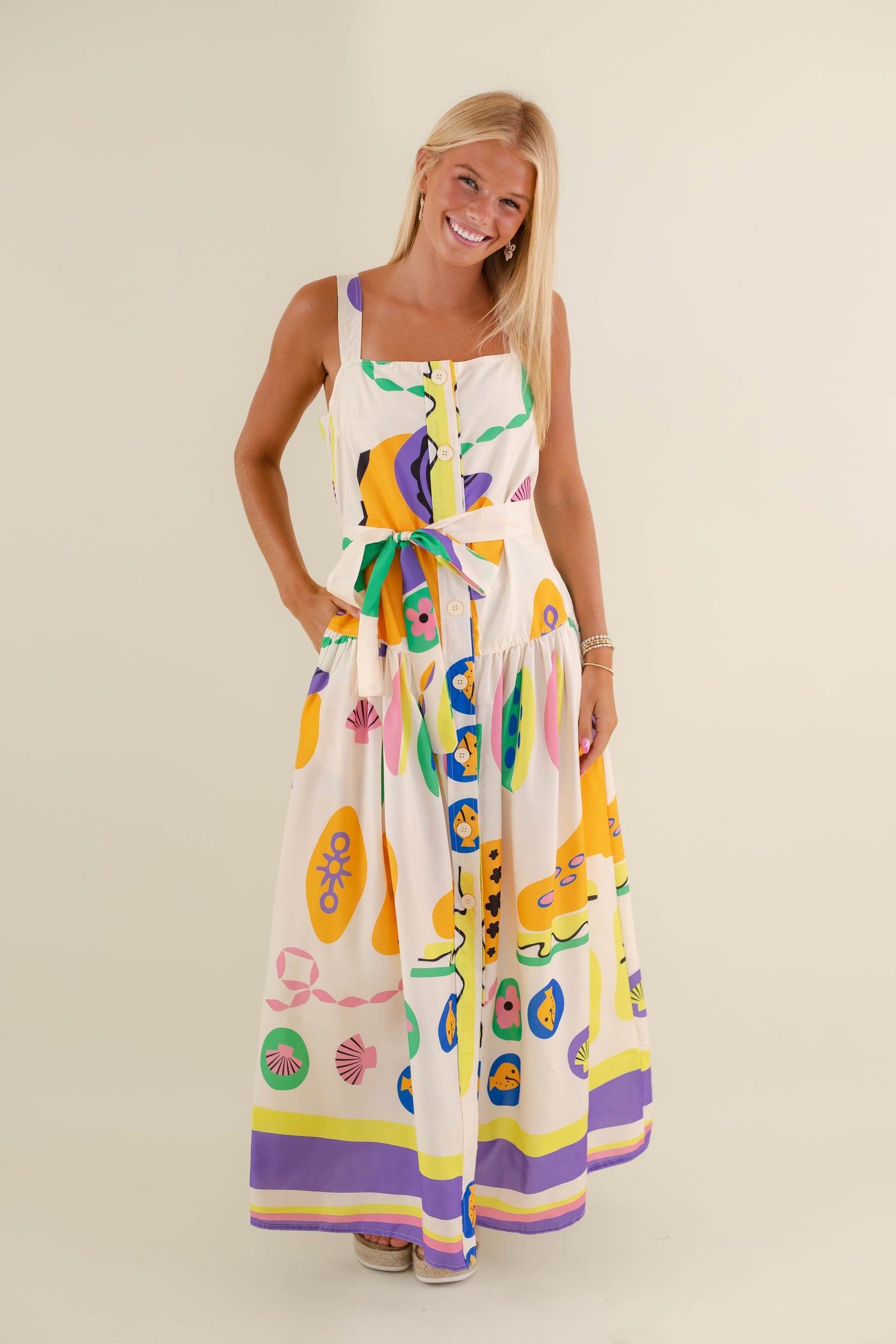 Abstract Print Dress- Women's Colorful Print Dress- European Vacation Dresses