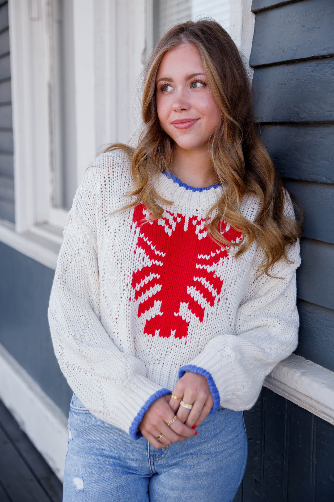 Preppy Coastal Sweater- Knitted Lobster Sweater- Eesome Lobster