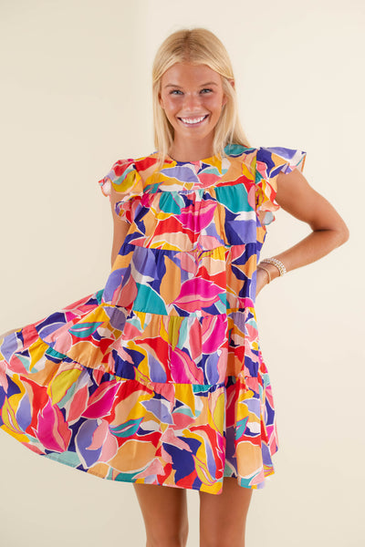 Women's Colorful Mini Dress- Women's Bright Dress- Women's Preppy Dresses