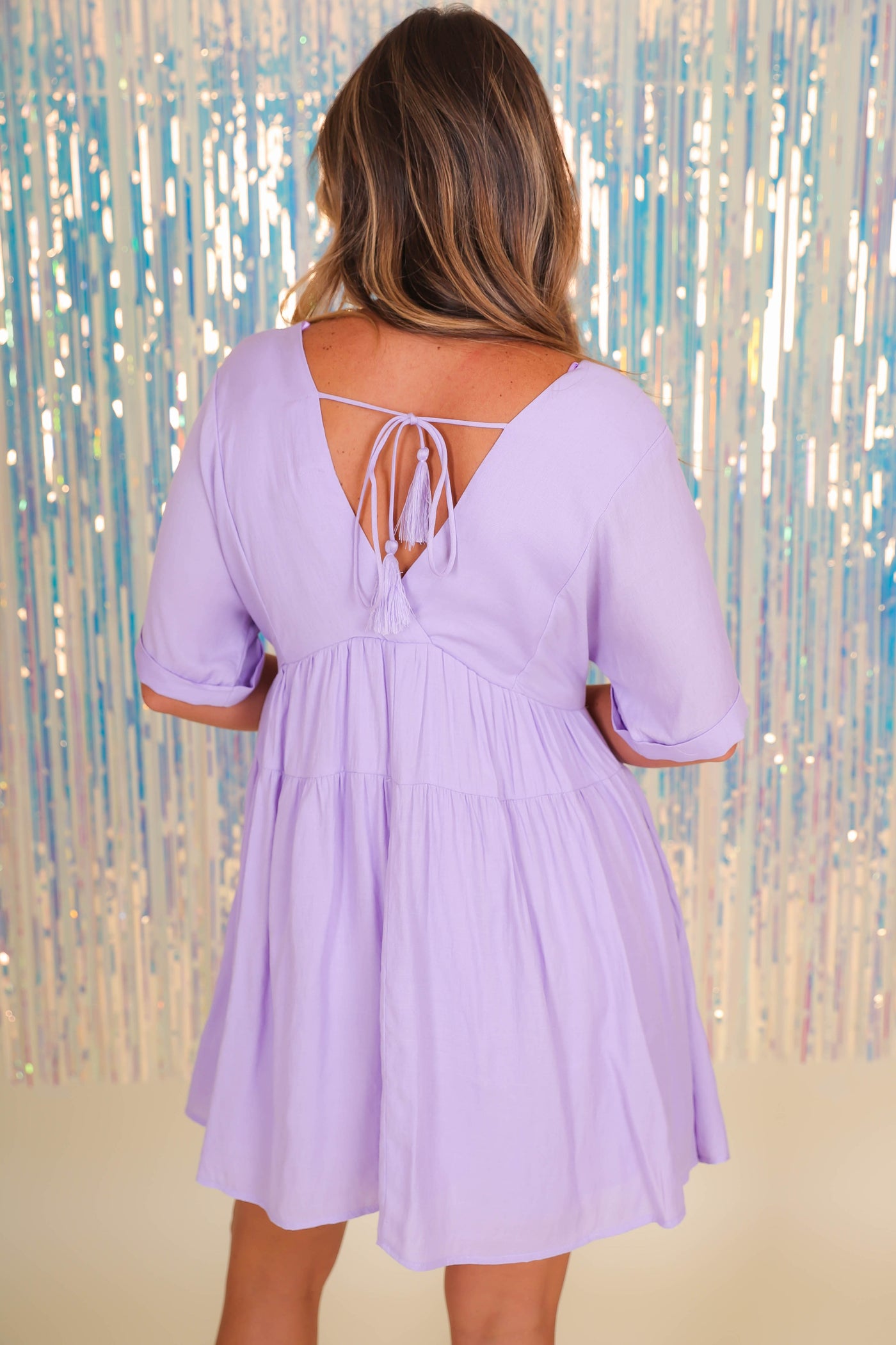 Women's Purple Babydoll Dress- Women's Tiered Mini Dress- Mustard Seed Dress