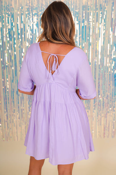 Women's Purple Babydoll Dress- Women's Tiered Mini Dress- Mustard Seed Dress