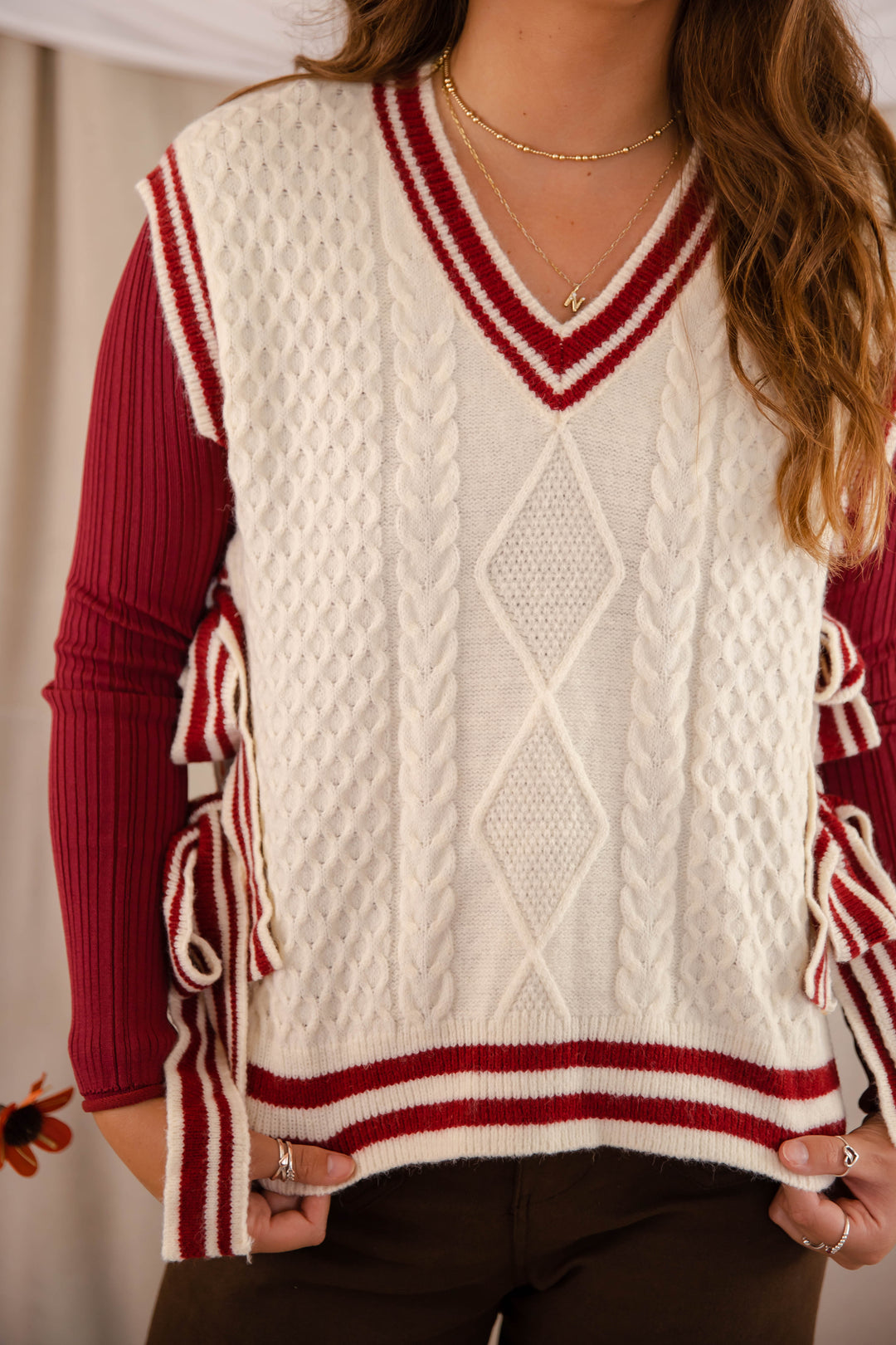 Cable Knit Sweater Vest- Women's Trendy Sweater Vest- &Merci