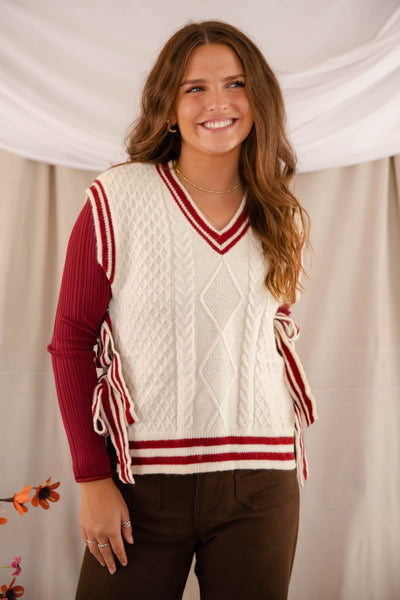 Cable Knit Sweater Vest- Women's Trendy Sweater Vest- &Merci Sweaters