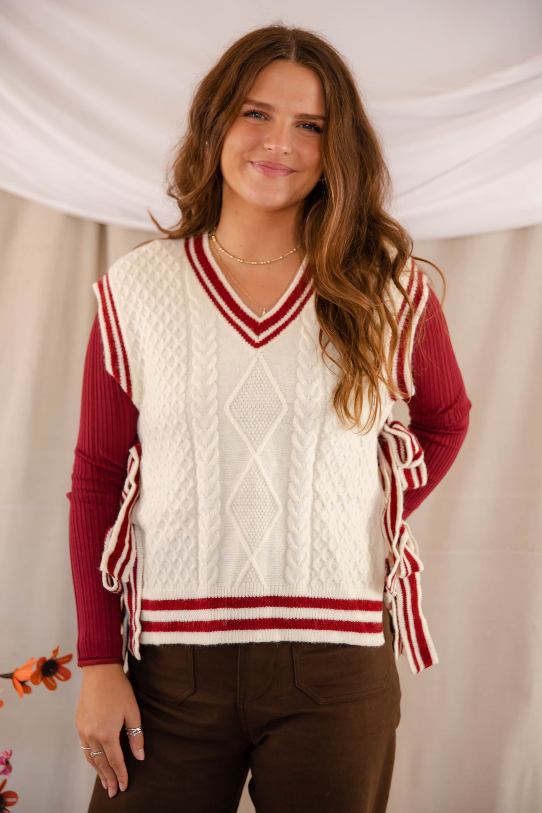 Cable Knit Sweater Vest- Women's Trendy Sweater Vest- &Merci