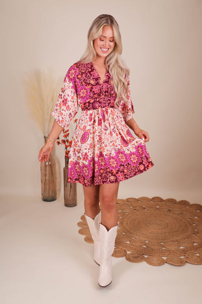 Women's Floral Print Dress- Women's Vacation Dresses- Aakaa Dresses