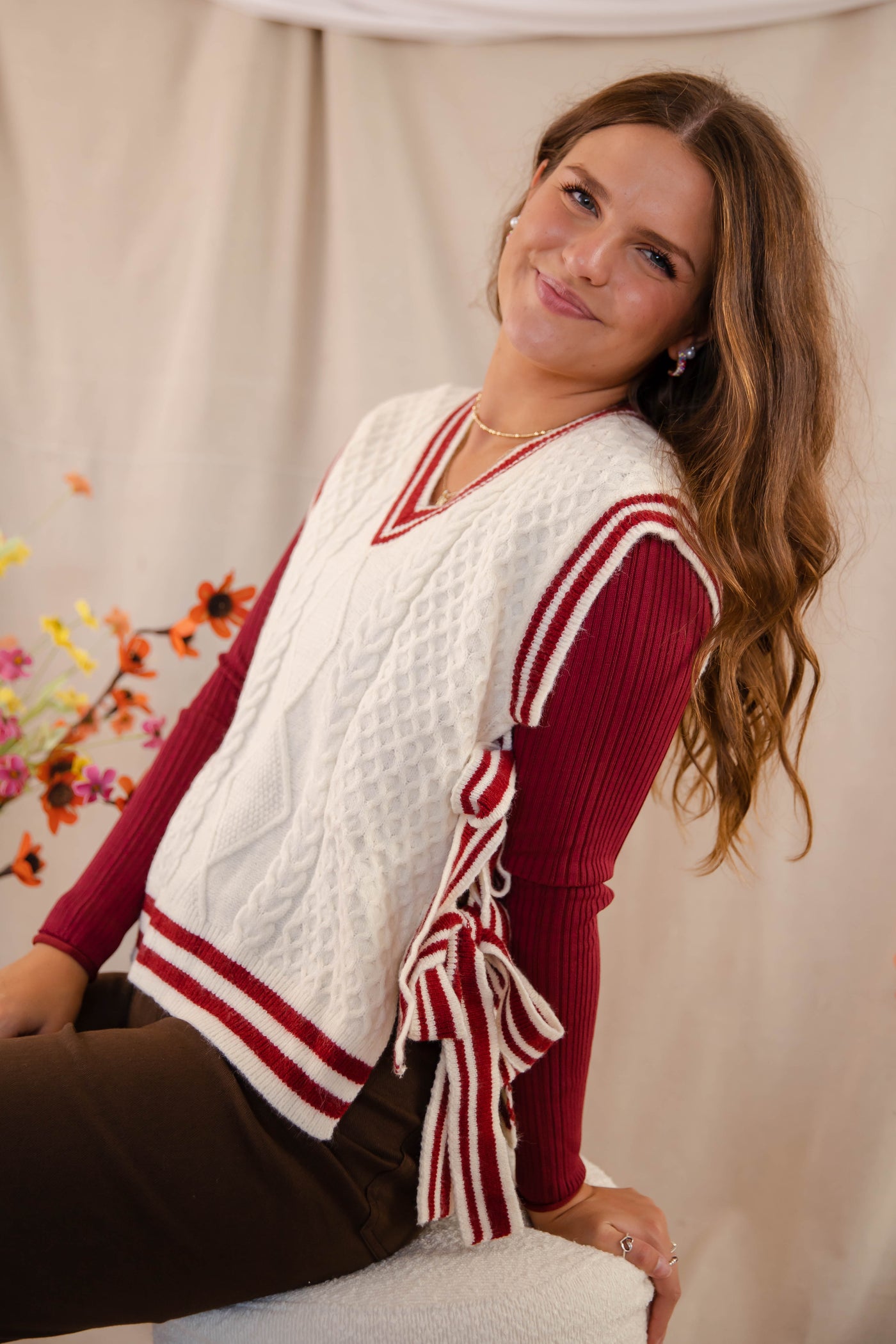 Cable Knit Sweater Vest- Women's Trendy Sweater Vest- &Merci Sweaters