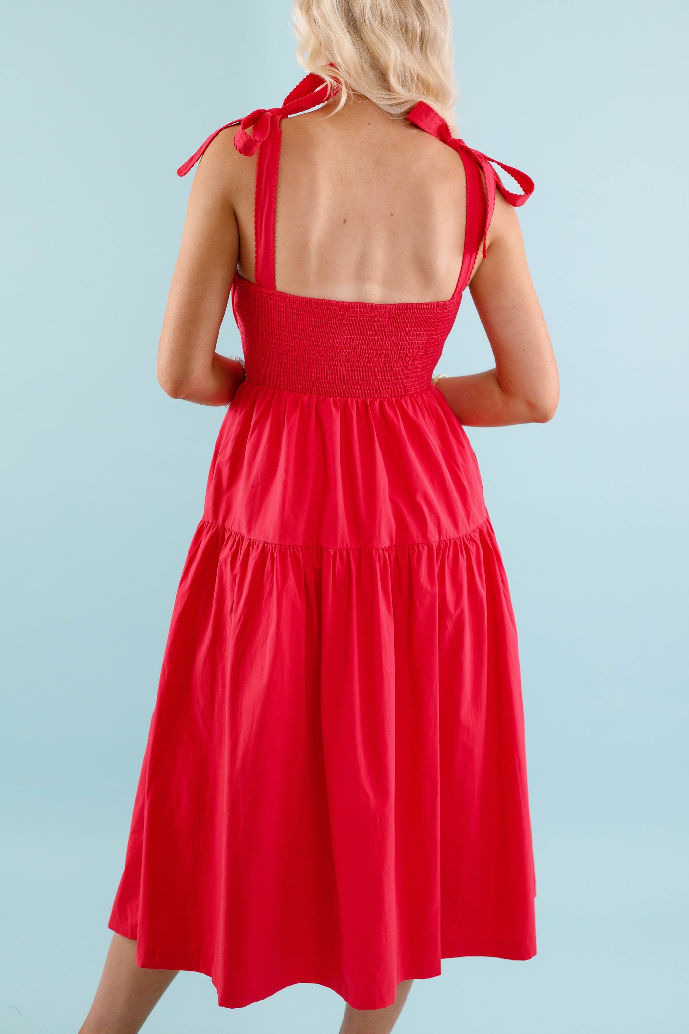 Women's Red Bow Maxi Dress- Boutique Red Dress- &Merci Bow Dress