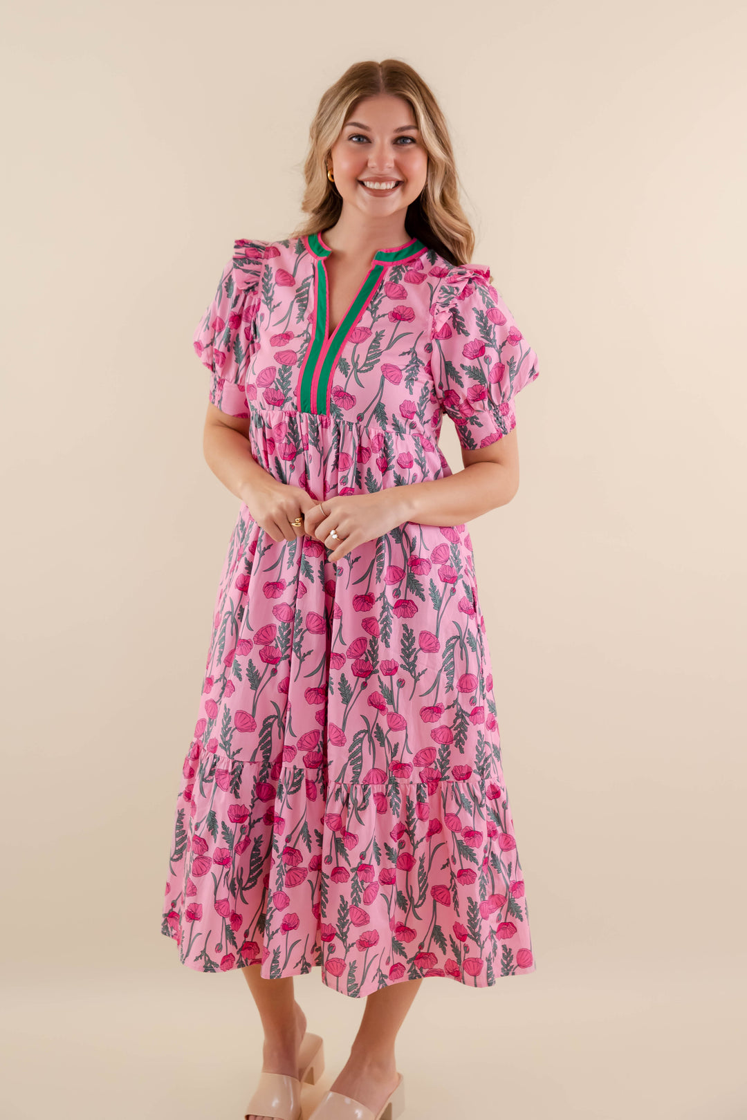 entro tiered midi dress Tiered Boho Midi Dress by Entro Clothing M