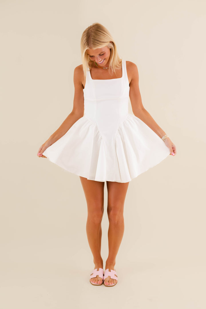 bet on me mini dress Flirty White Mini Dress- Women's Corset Dress- Short White Dress Large
