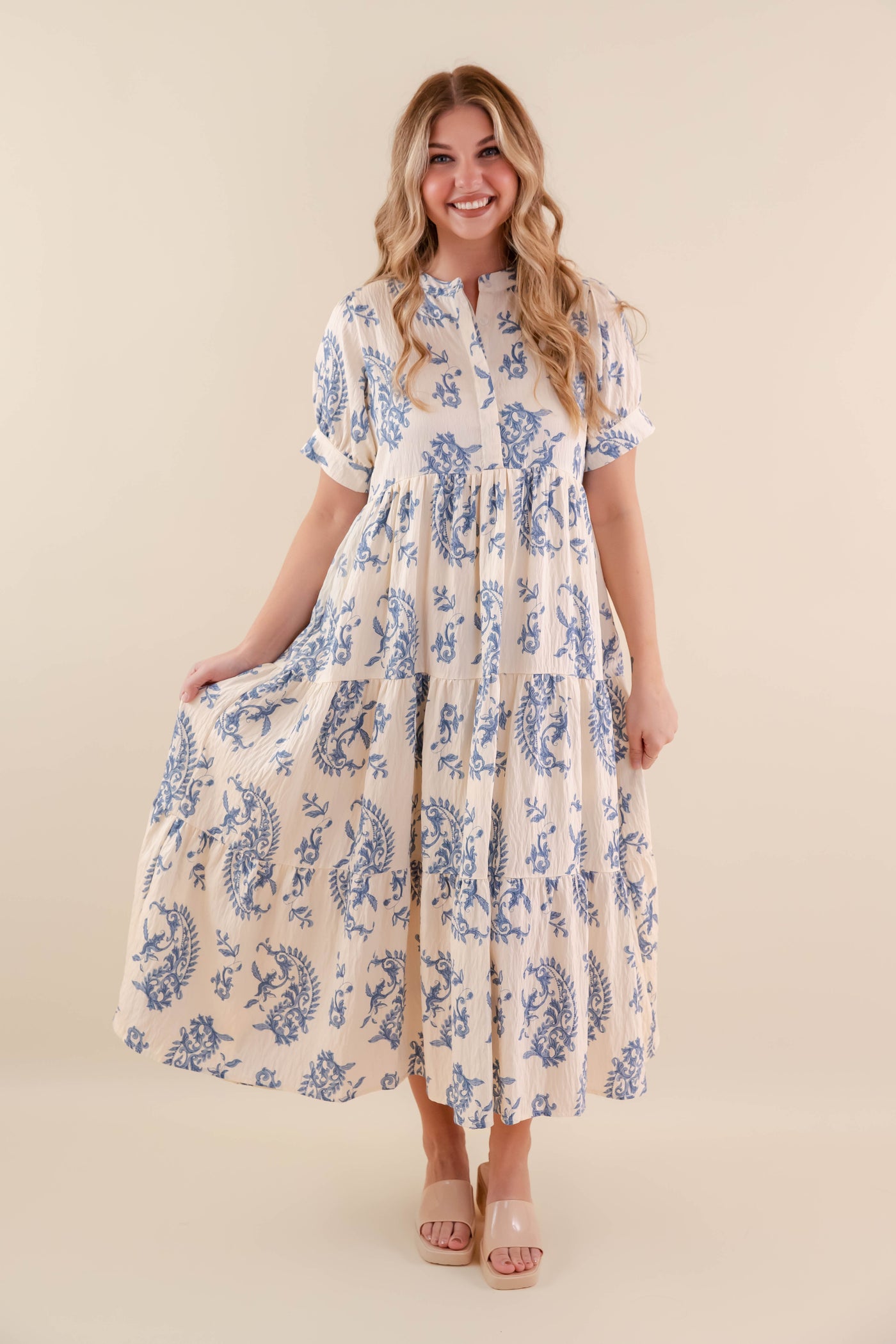 Women's Coastal Midi Dress- Women's Spring Summer Dresses- Umgee Midi Dress Medium Women's Coastal Midi Dress- Women's Spring Summer Dresses- Umgee Midi Dress Medium