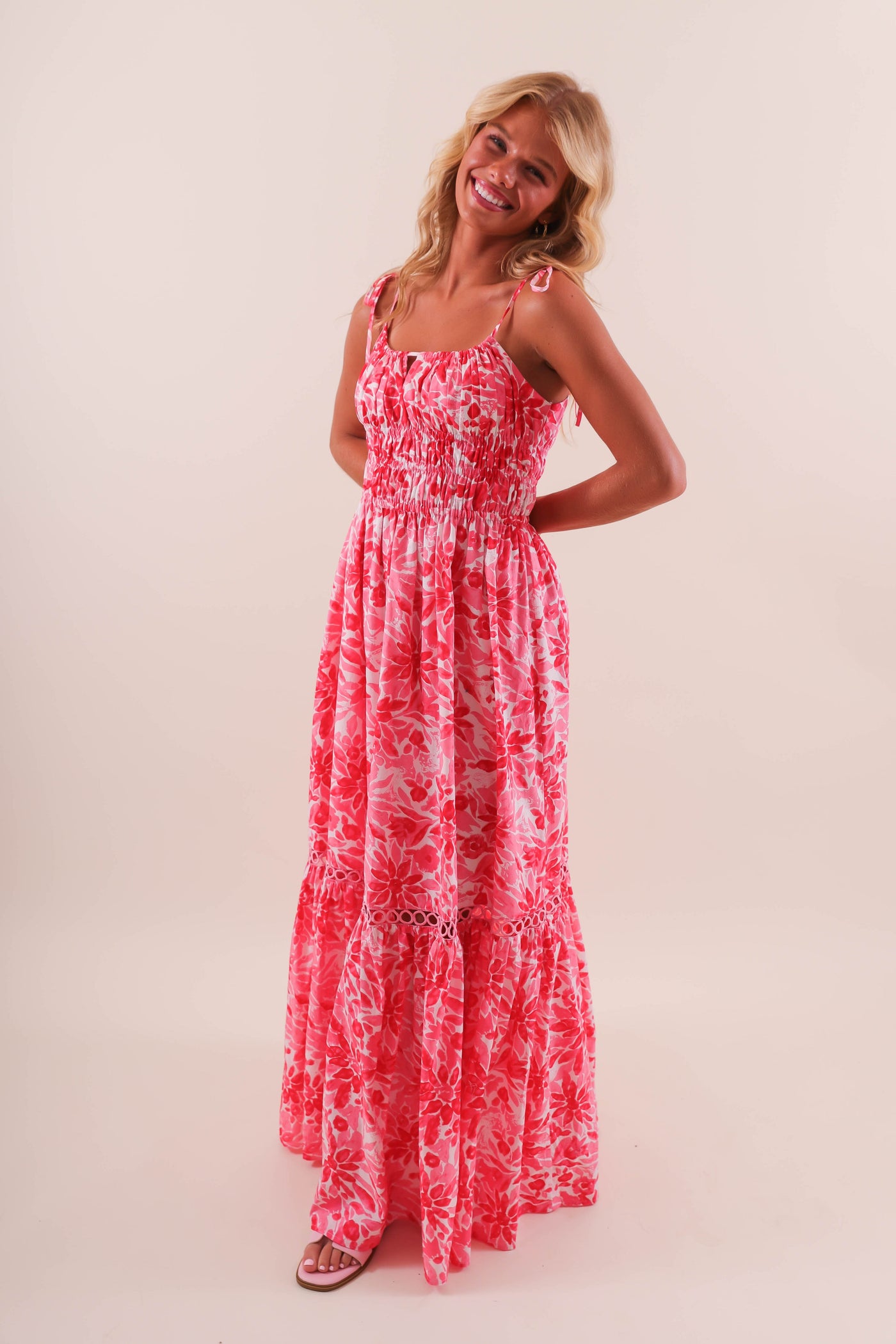 Coral Floral Maxi Dress - Floral Beach Dress
