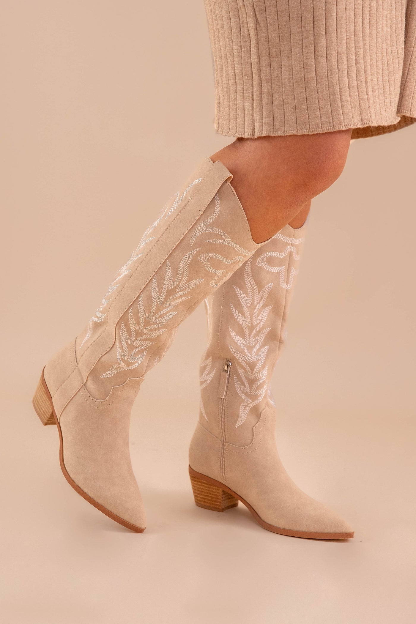 Lorelai Tall Western Boots-Tan