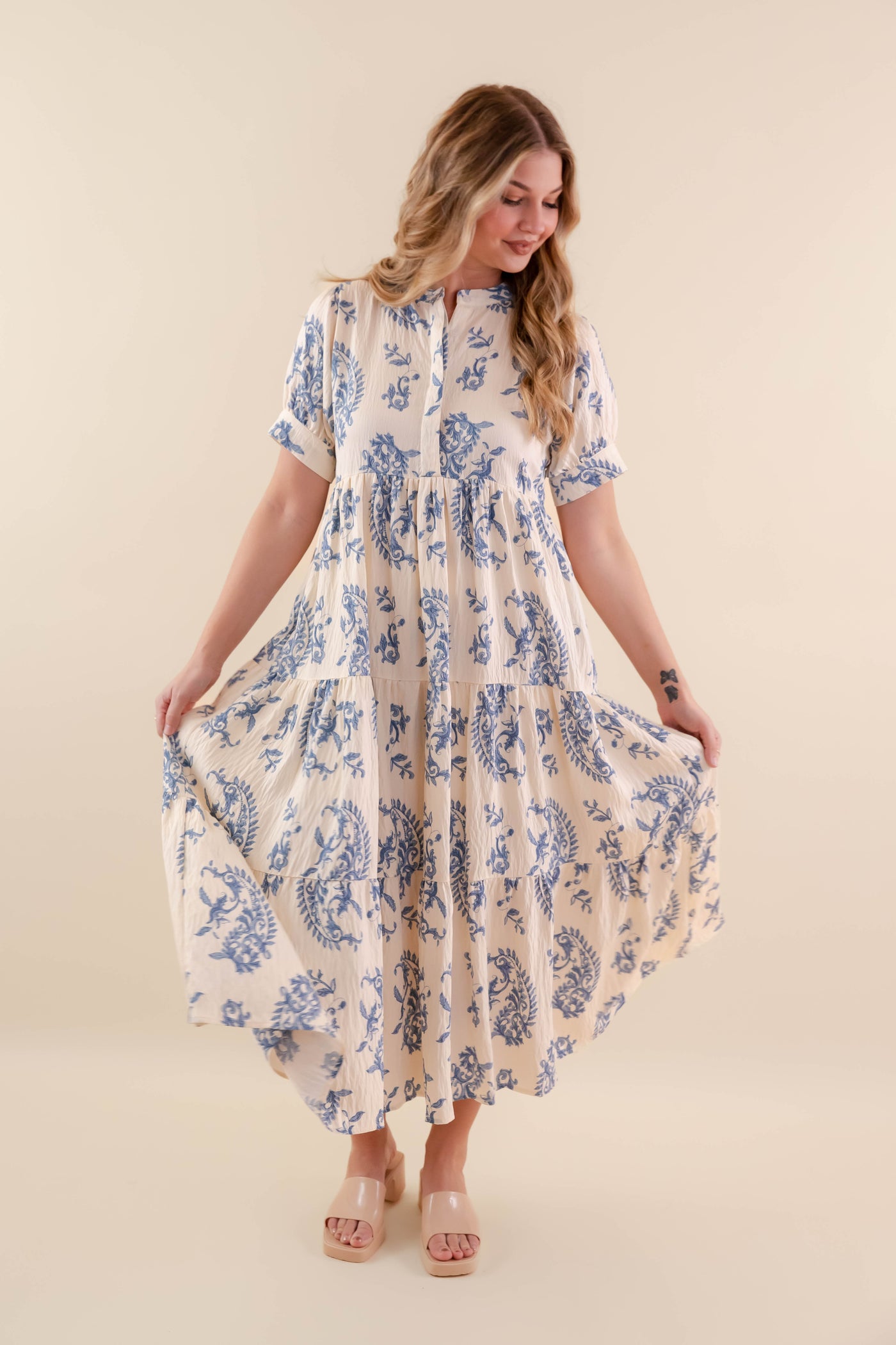 Women's Coastal Midi Dress- Women's Spring Summer Dresses- Umgee Midi Dress Medium Women's Coastal Midi Dress- Women's Spring Summer Dresses- Umgee Midi Dress Medium