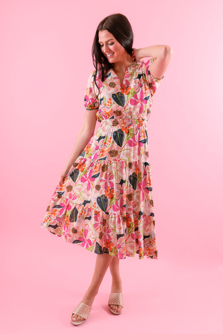 knee length dresses for ladies Juliana Ankara Midi Dress main image 0