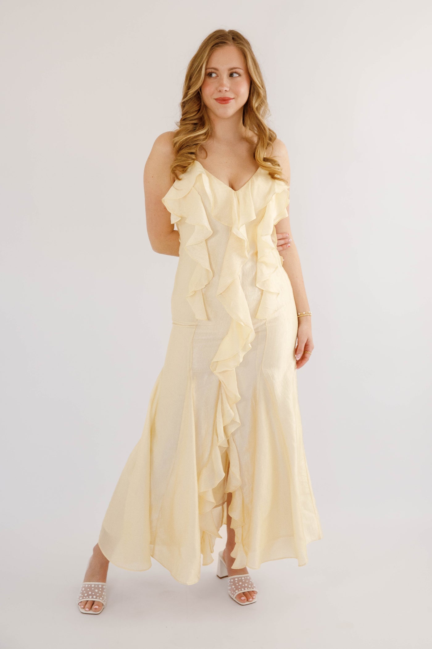 pale yellow dresses for weddings Jasmine Halter Maxi Dress ~ Luxe Satin 100% polyester. SHEIN Tall Women's Casual Elegant