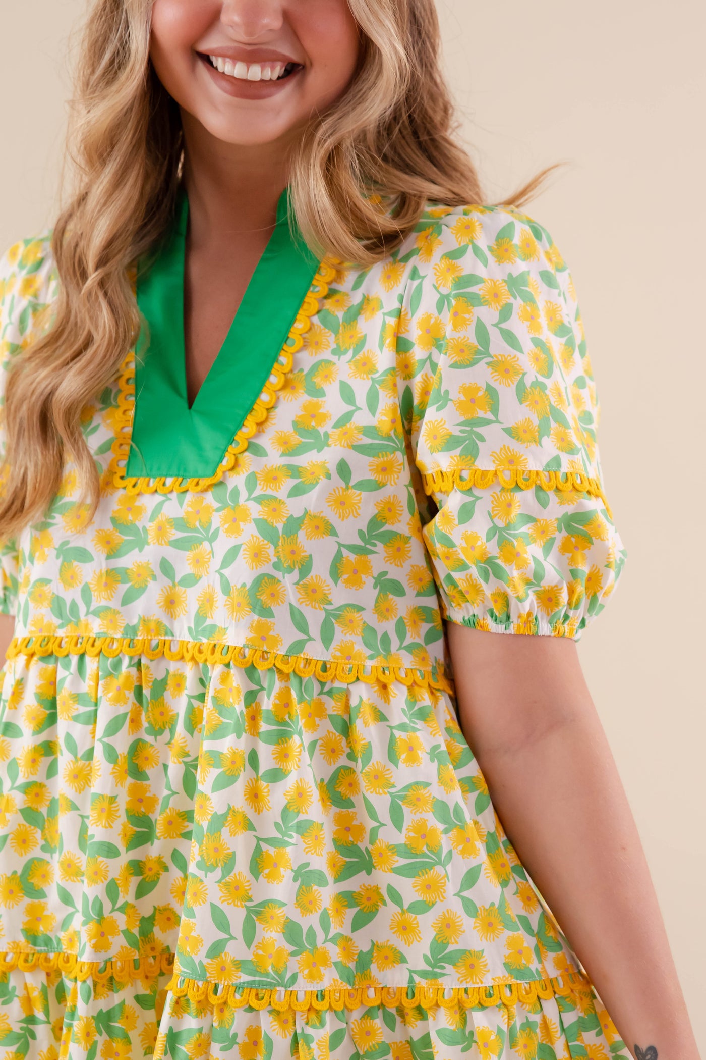Yellow Floral Print Dress- Women's Yellow Cotton Dress- Entro Women's Dresses Juliana's Boutique Yellow Floral Print Dress- Women's Yellow Cotton Dress- Entro Women's Dresses Juliana's Boutique