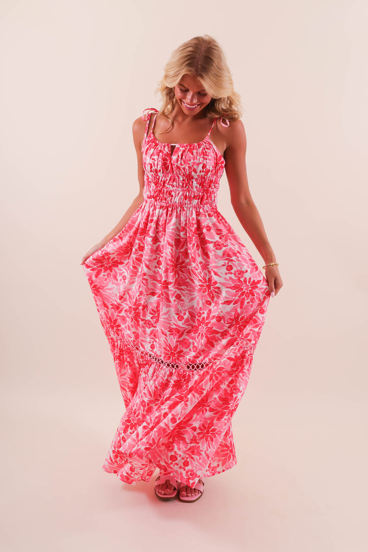 coral floral maxi dress Coral Floral Maxi Dress
