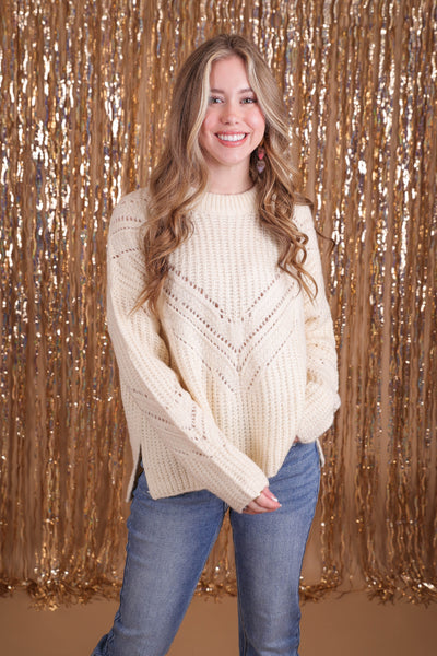 Women's Oversized Knit Sweater- Women's Soft Ivory Sweater- Be Cool Sweaters