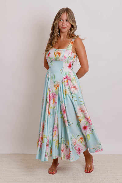 Pastel Garden Open-Back Midi Dress Large