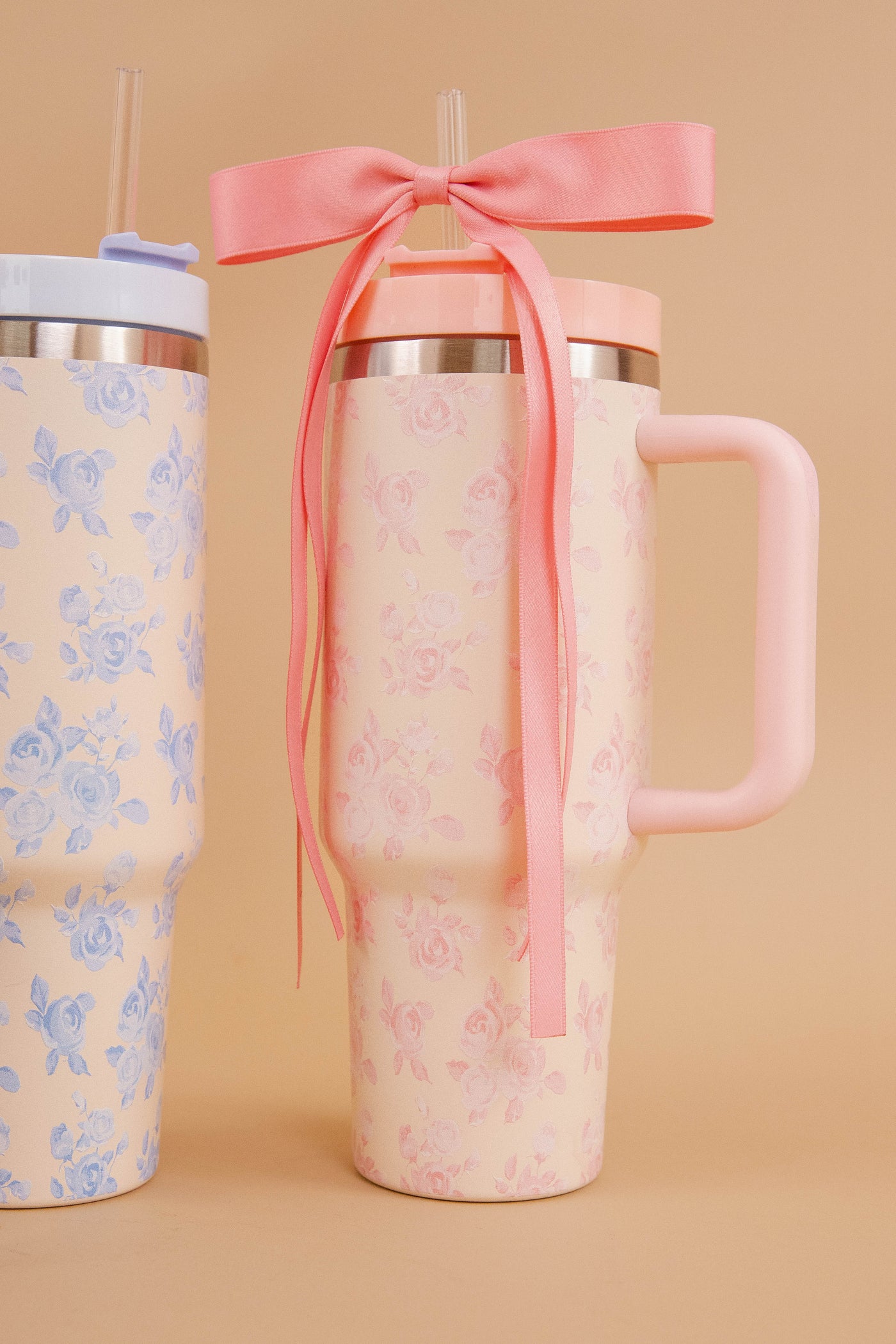 Blush Pink Floral Print Tumbler- 40oz Vintage Floral Tumbler