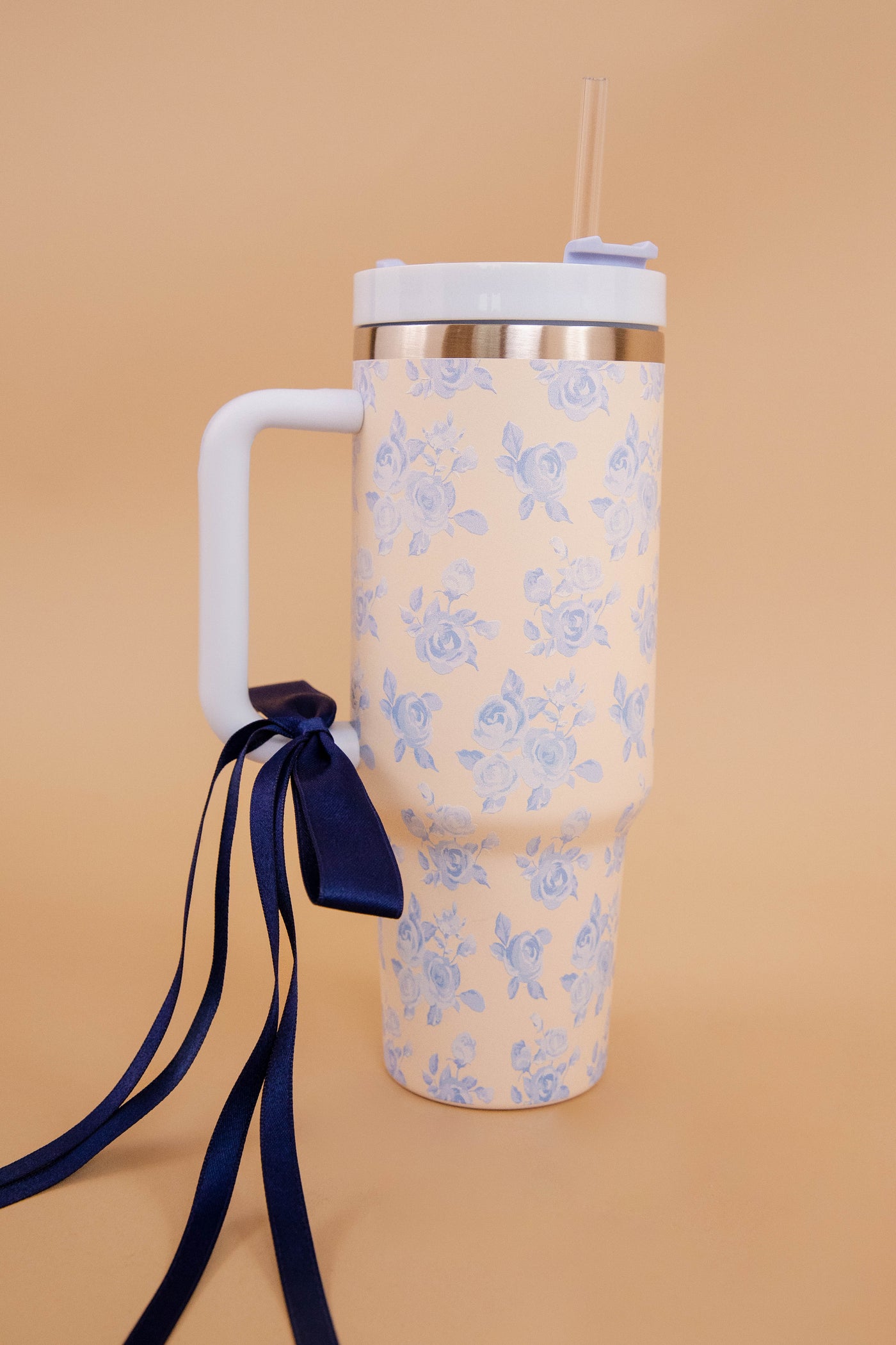 Blue Floral Print Tumbler- 40oz Vintage Floral Tumbler