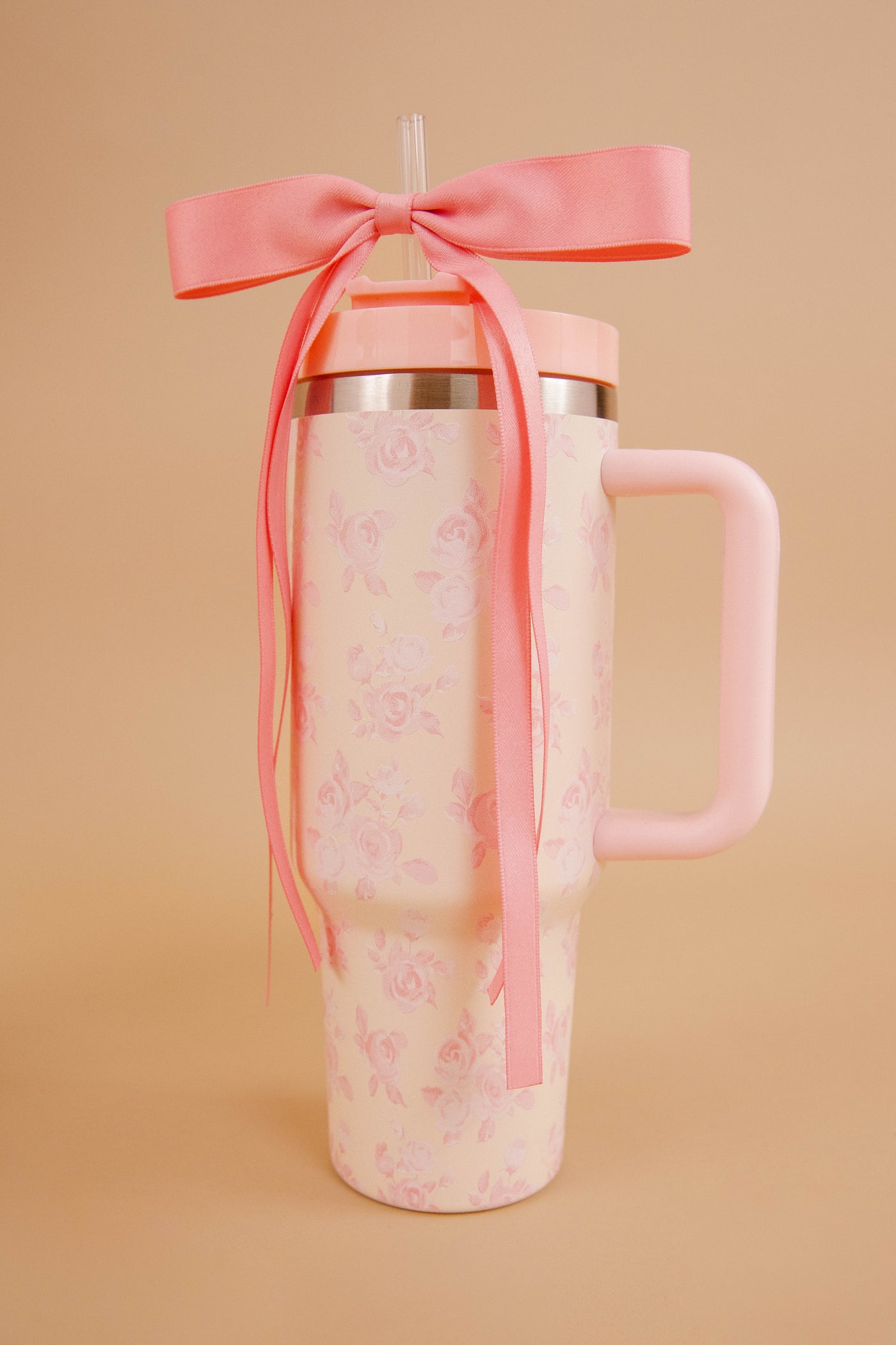 Blush Pink Floral Print Tumbler- 40oz Vintage Floral Tumbler