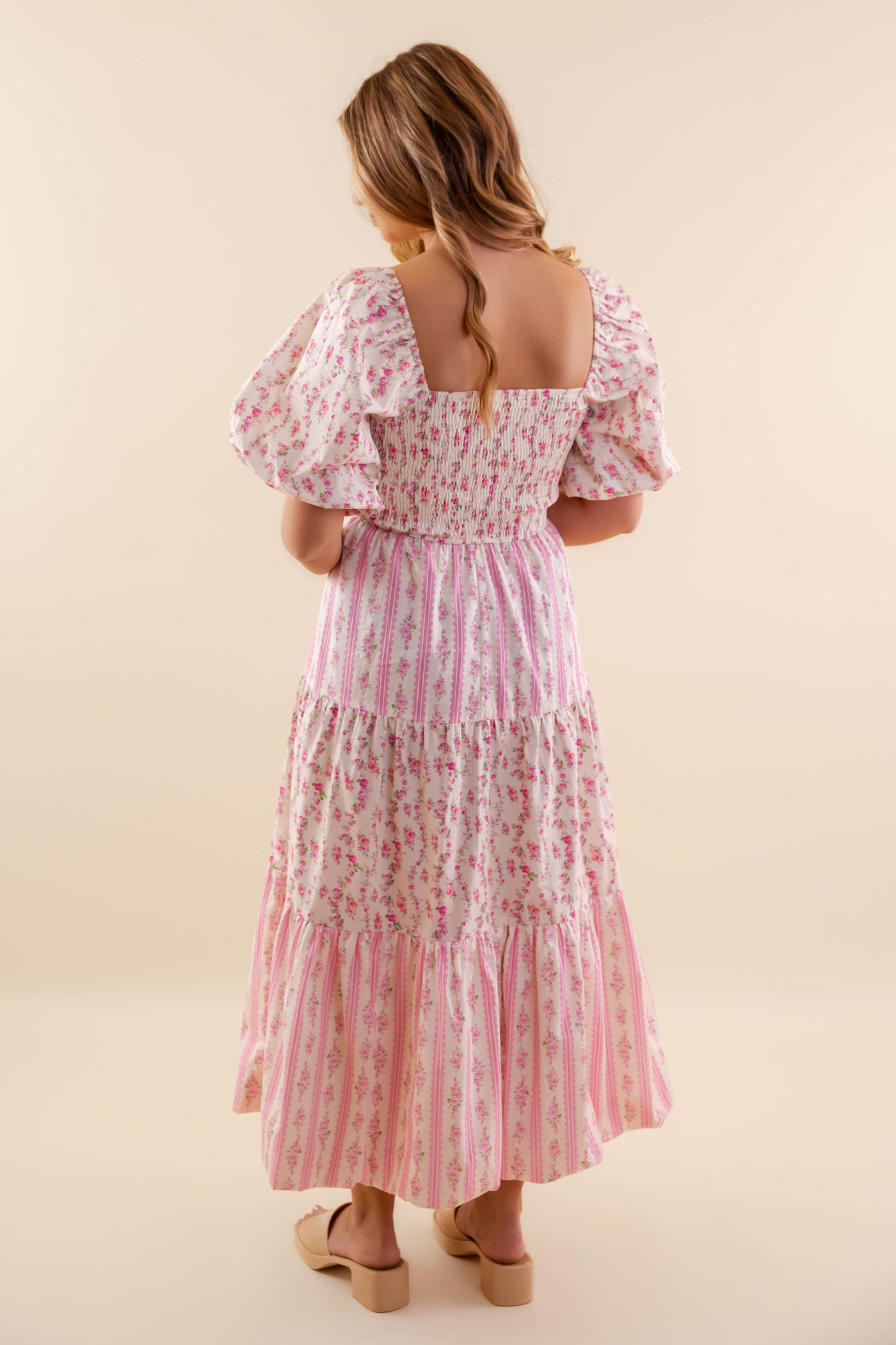 Whimsical Floral Print Maxi Dress- Women's Cottagecore Maxi- PeachLove Dresses