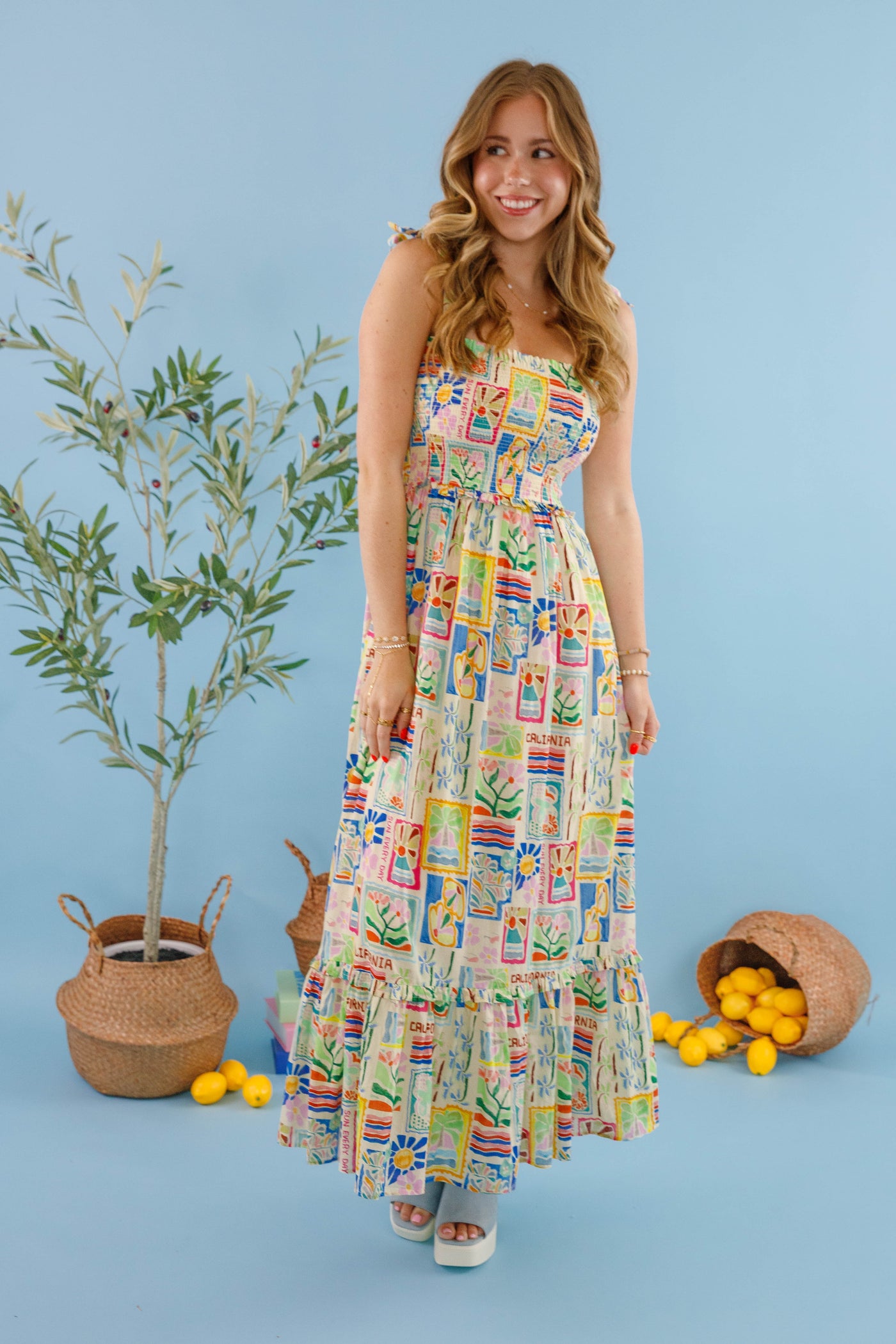 Bila77 Linda Flora Dress-Vibrant Print Vacation Dress- Women's Summer Beach Dress