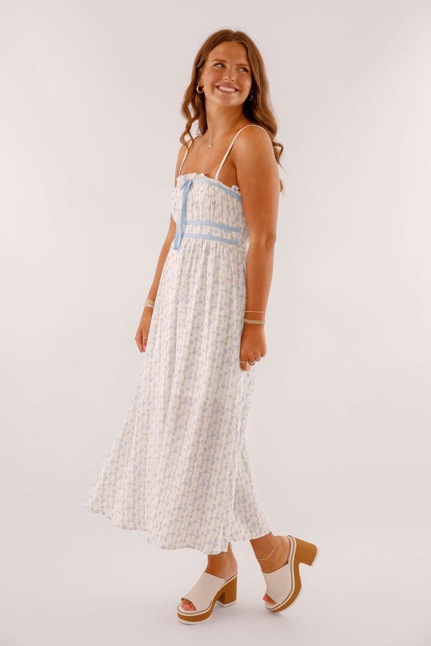 dainty midi dress White Floral Midi Dress - Floral Slip Dress - Embroidered Dress